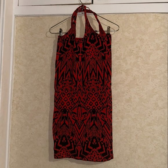 bebe Dresses & Skirts - Black and Red Criss-Cross Stretch Bandage Mini Dress
